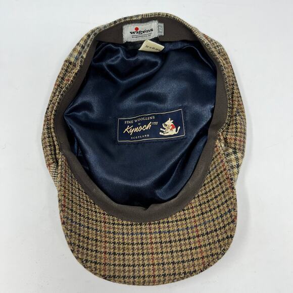 Vtg Wigens Kynoch Newsboy Cap Mens 57 Medium Brown Wool Cashmere‎ Herringbone - Picture 5 of 9